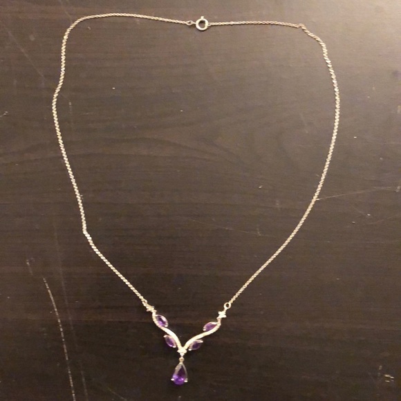 Purple and Rhinestone Necklace and earring set - Picture 3 of 4